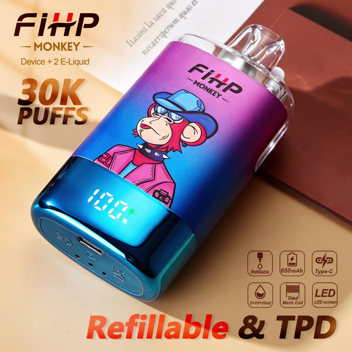 FIHP Monkey 30000 Puffs refillable vape FIHP Monkey 30000 Puffs refillable vape