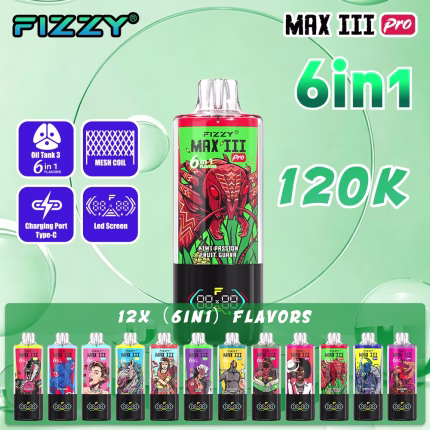 Fizzy MAX III PRO 120K available in 12 three flavor sets