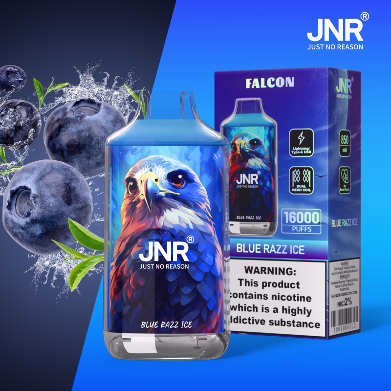 JNR Falcon 16000 Puffs – Blue Razz Ice flavor