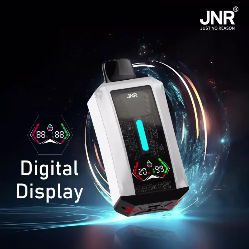 JNR TANK PRO 33000 smart screen showing battery and e liquid levels