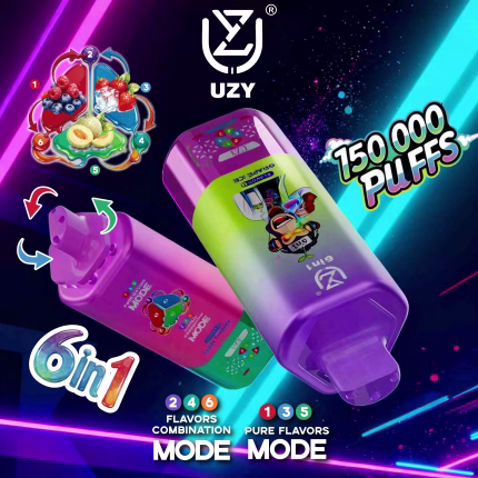 UZY 6 IN 1 150000 Puffs multi flavor vape with smart screen