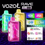 VOZOL RAVE 40000 Puffs vape with 270 degree smart touch display and RGB lighting