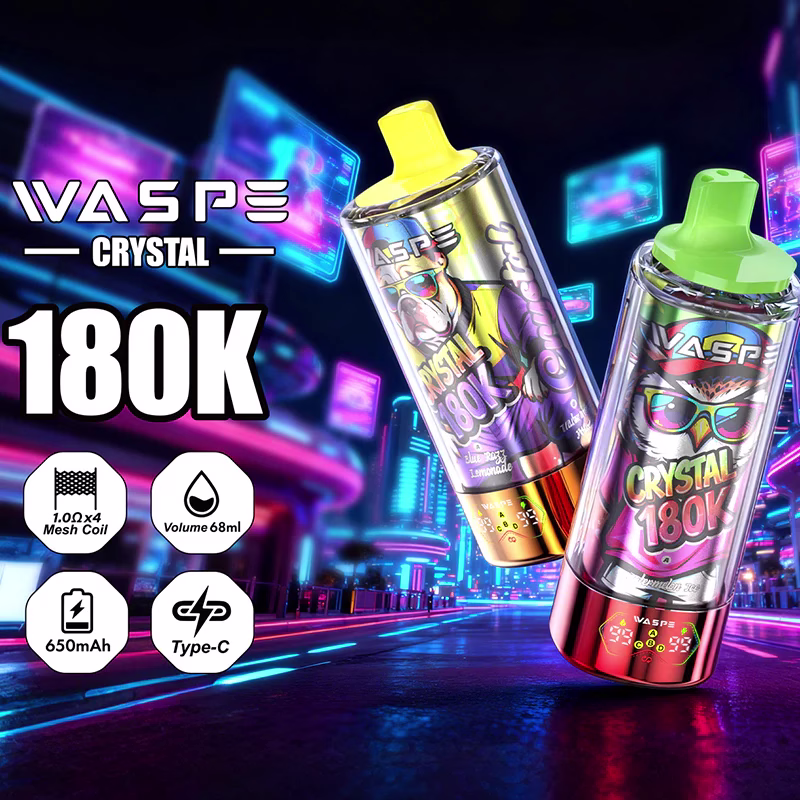 WASPE 8 in 1 Crystal 180K Puffs vape with LED display