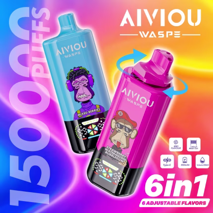 WASPE Aiviou 6 in 1 150K Puffs vape with LED display